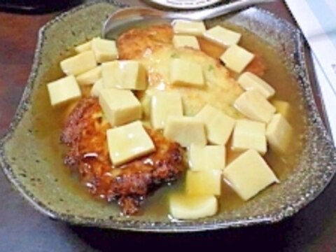 豆腐と長いものさつま揚げ　だし汁あんかけ